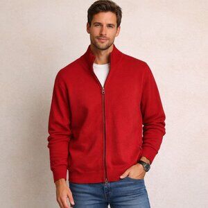 Mexx Red Full Zip Cotton Blend Cardigan Sweater Preppy Men's Size Medium